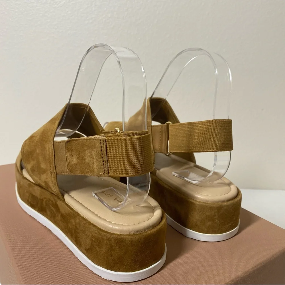 Via Spiga Gabourey Suede Sandals Flatform Toffee - Picture 6 of 6